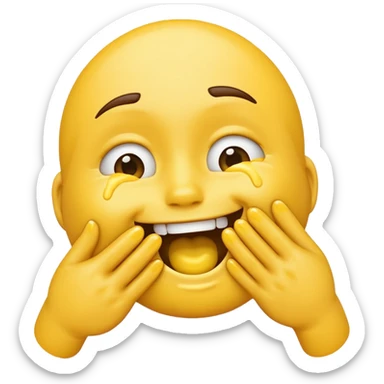 emoji that’s choking itself with their hands with a smile and tears  sticker