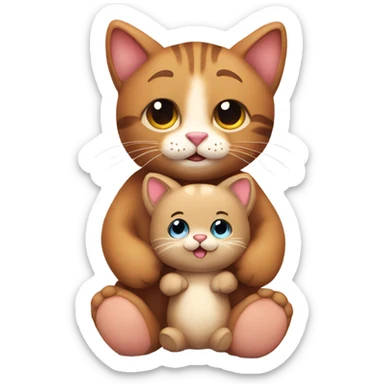  cat and his little teddy BEAR sticker