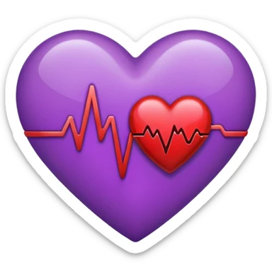 purple heart with heartbeat sticker