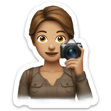 Woman taking photography with brown hair sticker