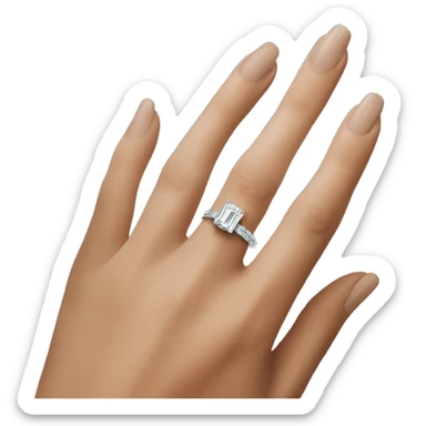 Emerald cut engagement ring on hand sticker
