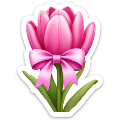 Pink tulips with a bow sticker