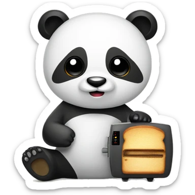 Panda with a toaster sticker