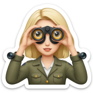 Girl using binoculars sticker