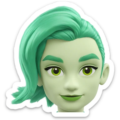 green haired boy portrait sticker