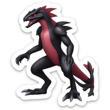 cool edgy modern black and maroon Dark-type nargacuga Salazzle Nargacuga Salandite Raptor-Pokémon full body sticker