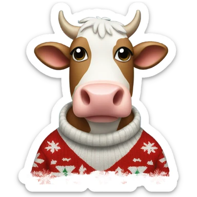 Cow wearing Christmas sweater  sticker