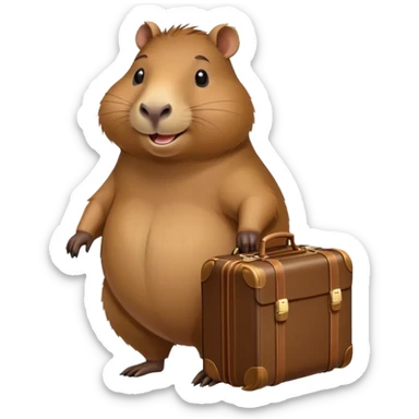 Capybara with suitcases  sticker