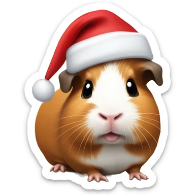 Guinea pig wearing Santa hat  sticker