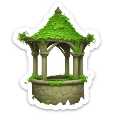 fairytale wishing well covered in vines sticker