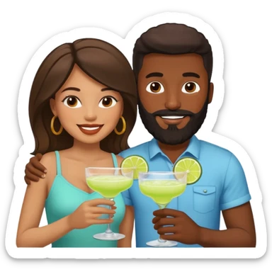 Interracial couple enjoying margaritas, black man with beard and light skinned woman sticker