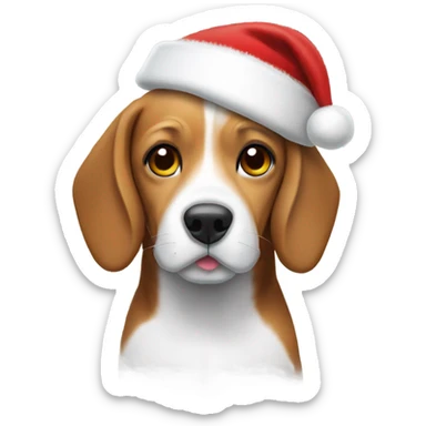 Beagle wearing a Santa hat sticker