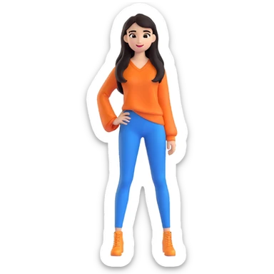 emoji/avatar of Yailin La Más Viral with long dark hair, expressive eyes, confident smile, trendy and stylish appearance, fashionable outfit, lively and vibrant expression, capturing her energetic personality sticker