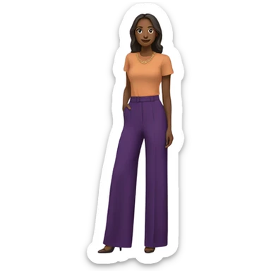 Realistic isolated pair of high waist long wide leg dressy casual pants in purple sticker