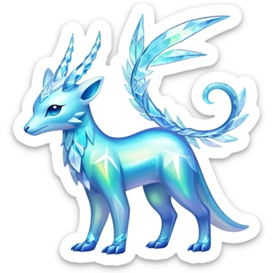 Shiny Exotic Colorful Ethereal Sparkly Amaura-Aurorus-Fakémon-hybrid-creature (full body)  sticker
