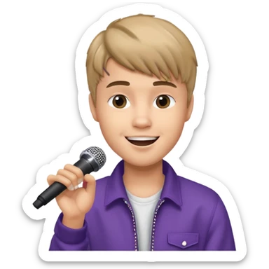 Justin Bieber singing on stage sticker