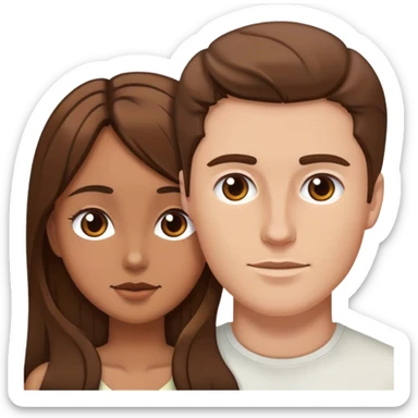 White man brown hair and tan girl brown hair couple  sticker