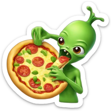 Un alien qui vomit après avoir mangé une pizza à l'ananas sticker