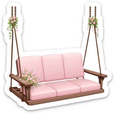 Romantic pastel pink wooden couch-swing with tiny flowers around sticker