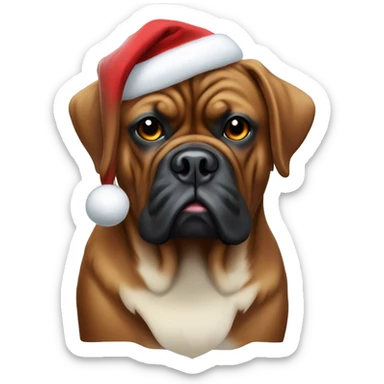 Black masked Dogue de Bordeaux with christmas theme sticker