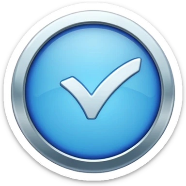 A blue check mark badge with a tick inside a cycle sticker