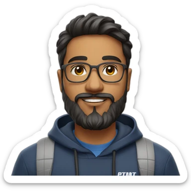 24 year old indian physics phd student at university of pittsburgh with beard and wearing nike clothes sticker