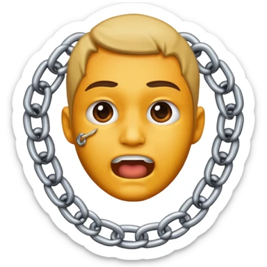 chain choking on the neck sticker