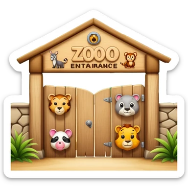 a zoo entrance sign with animals peeking out sticker