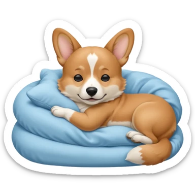 perrita caricatura gorgi gales durmiendo con ropa celeste sticker