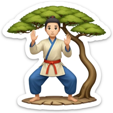 pratiquant de qi gong en position de l'arbre sticker