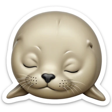 Meme-Worthy Cute Sleeping harbour seal Portrait Emoji, Head resting peacefully with a contented smile, showcasing a smooth, streamlined body and eyes gently closed in serene slumber, Simplified yet adorably endearing features, highly detailed, glowing with a soft, drowsy ocean light, high shine, relaxed and utterly lovable, stylized with an air of playful laziness, soft glowing outline, capturing the essence of a sleeping seal that feels destined to become the next viral icon of adorable rest! sticker