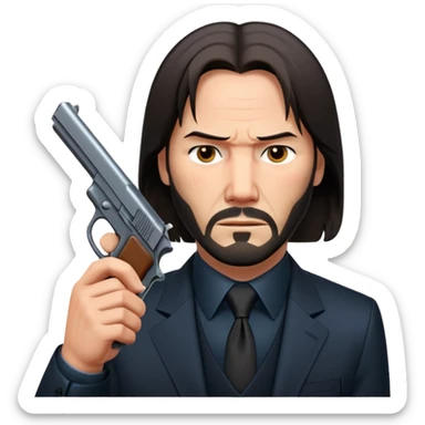 john wick holding pistol sticker