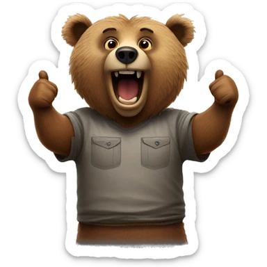 Grizzly bear with  and with thumbs up sticker