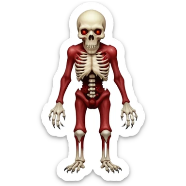 A Hideous mutated monster covered in rotton flesh and bloodin the style of your bleeding skull art, full body. Final boss character sticker