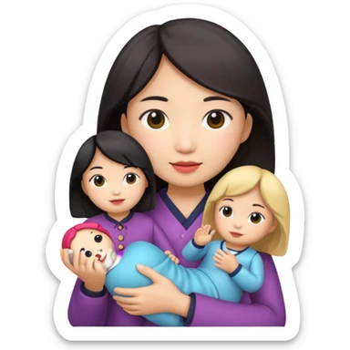 asian woman holding  doll sticker