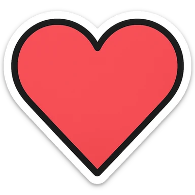 heart, color outline icon style sticker