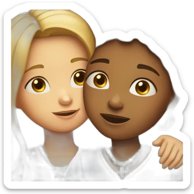 one girl wearing a cross necklace and one girl wearing a blue shirt hugging sticker