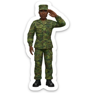 I need a black male military soldier and camouflage green uniform saluting sticker