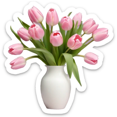 Pastell pink tulips in a white vase sticker