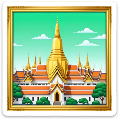 Grand Palace Bangkok Landmark Emoji – Featuring golden spires, Thai architecture, and the Emerald Buddha Temple. sticker