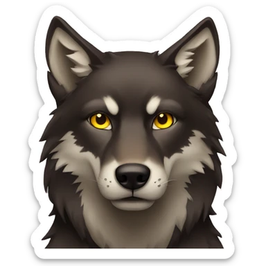 Dark brown wolf with yellow eyes sticker