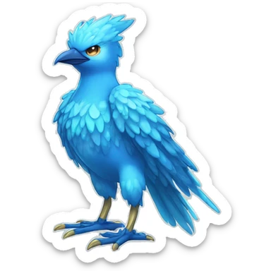 Wet dripping watery Cool Cute Fantasy legendary blue bird water-type-Hydro-Phoenix-avian Fakemon full body sticker
