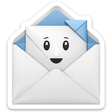 a paper with a drawing in an envelope sticker