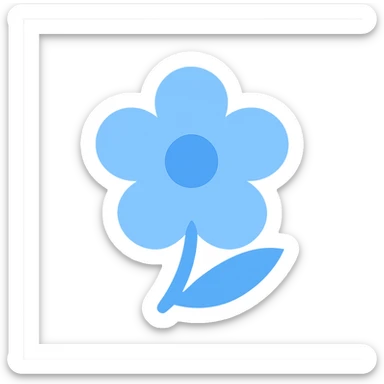 light blue flower, flat color icon style, clean and contemporary sticker