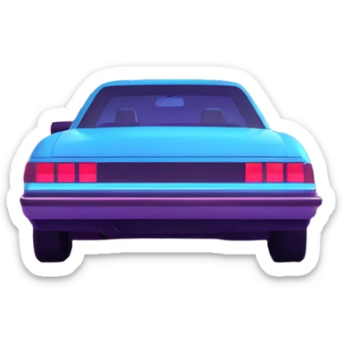 sleek car driving through neon city at night sticker
