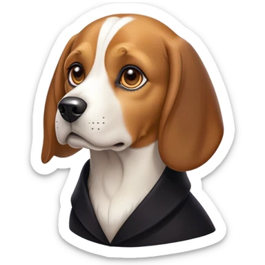 Cinematic Noble Beagle Portrait Emoji, Poised and regal, with a compact, sturdy build and a well-groomed coat of white, brown, and black, deep-set soulful hazel eyes, Simplified yet sharp and sophisticated features, highly detailed, glowing with a soft, dignified glow, high shine, intelligent and loyal, stylized with an air of strength, focused and attentive, soft glowing outline, capturing the essence of a watchful and confident companion, so majestic it feels as though it could step out of the screen with effortless authority! sticker