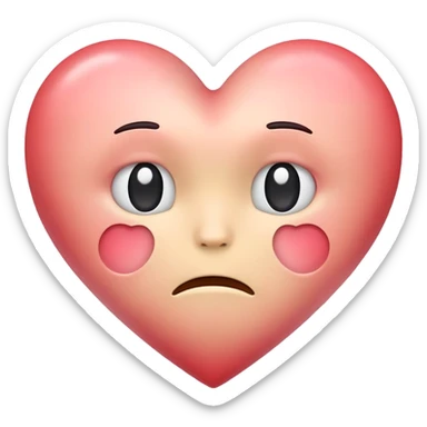 simple apple style emoji heart colored to reflect boredom and depression but still light-hearted and soft sticker