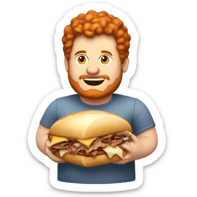 Fat red hair guy eating cheesesteak sticker
