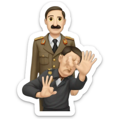 Hitler et sa mère leve la main au ciel sticker