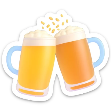 two beer mugs clinking together in a toast sticker